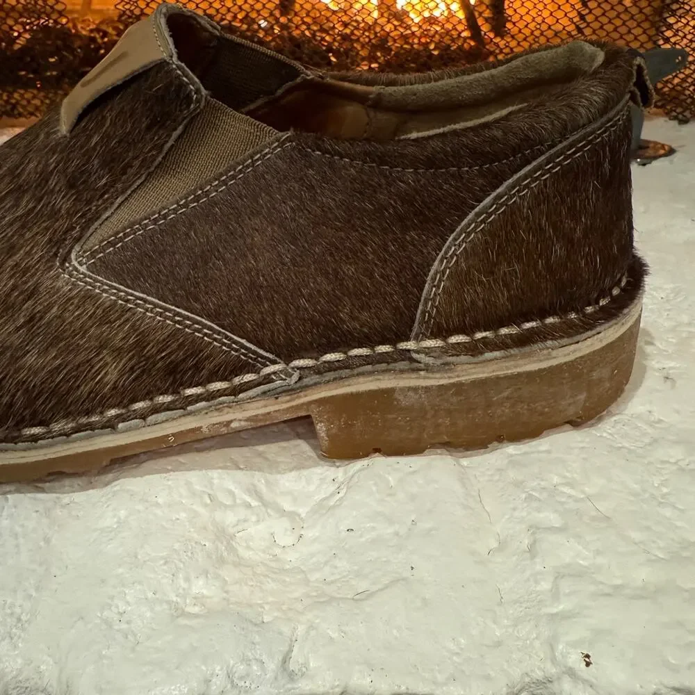 Uwezo Men's Luxury Cowhide Calf Hair Slip On Loafer Shoes Size 11 Made In Kenya